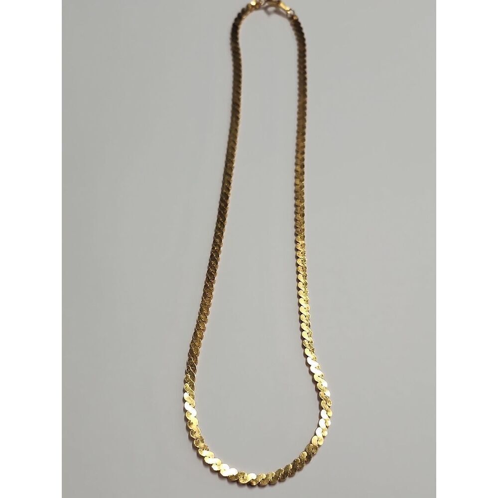 Gold Tone Women's Flat Chain Necklace 17" Length